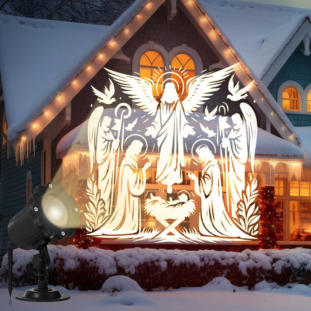Kerstprojector mit 3D-Hologramm-Effekt, Timer, für Innen & Außen