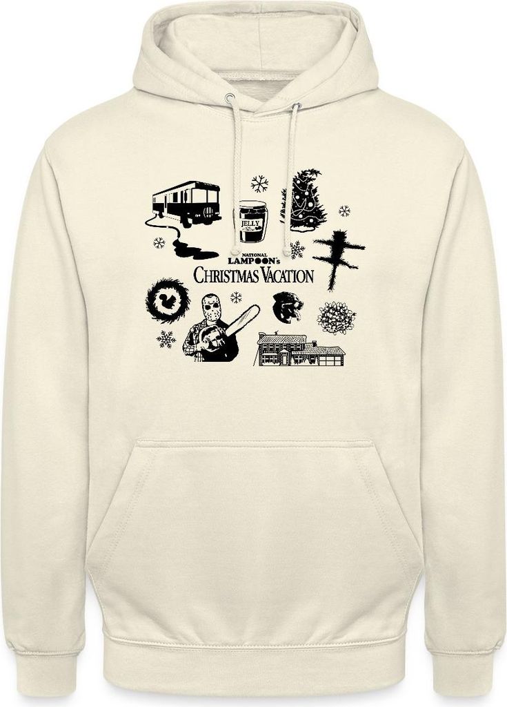 Spreadshirt Schöne Bescherung Symbole Des Films In Schwarz Uni Hoodie, XXL, Vanille-Milchshake