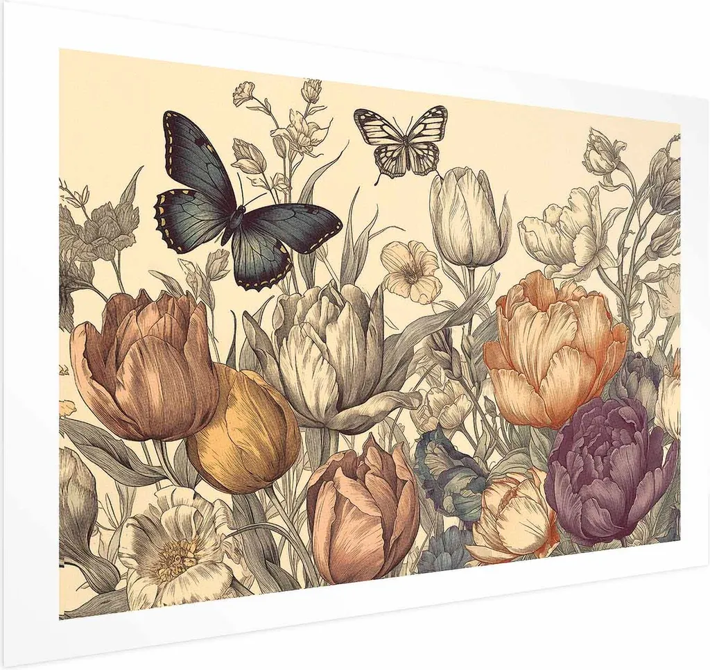 Poster Tulipani colorati 90x60 cm senza cornice con margine