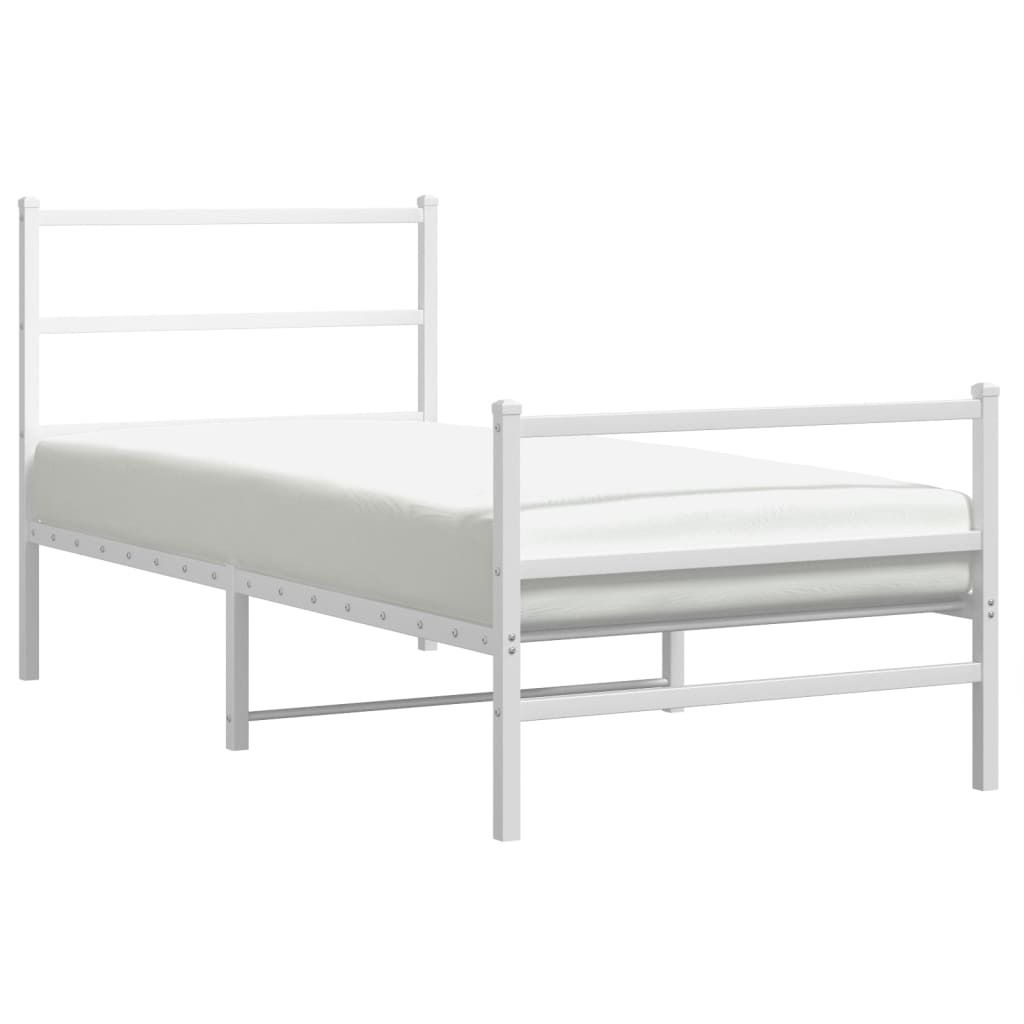 Rám postele s čelem a nohama kovový bílý 90x190 cm Obrázek produktu 