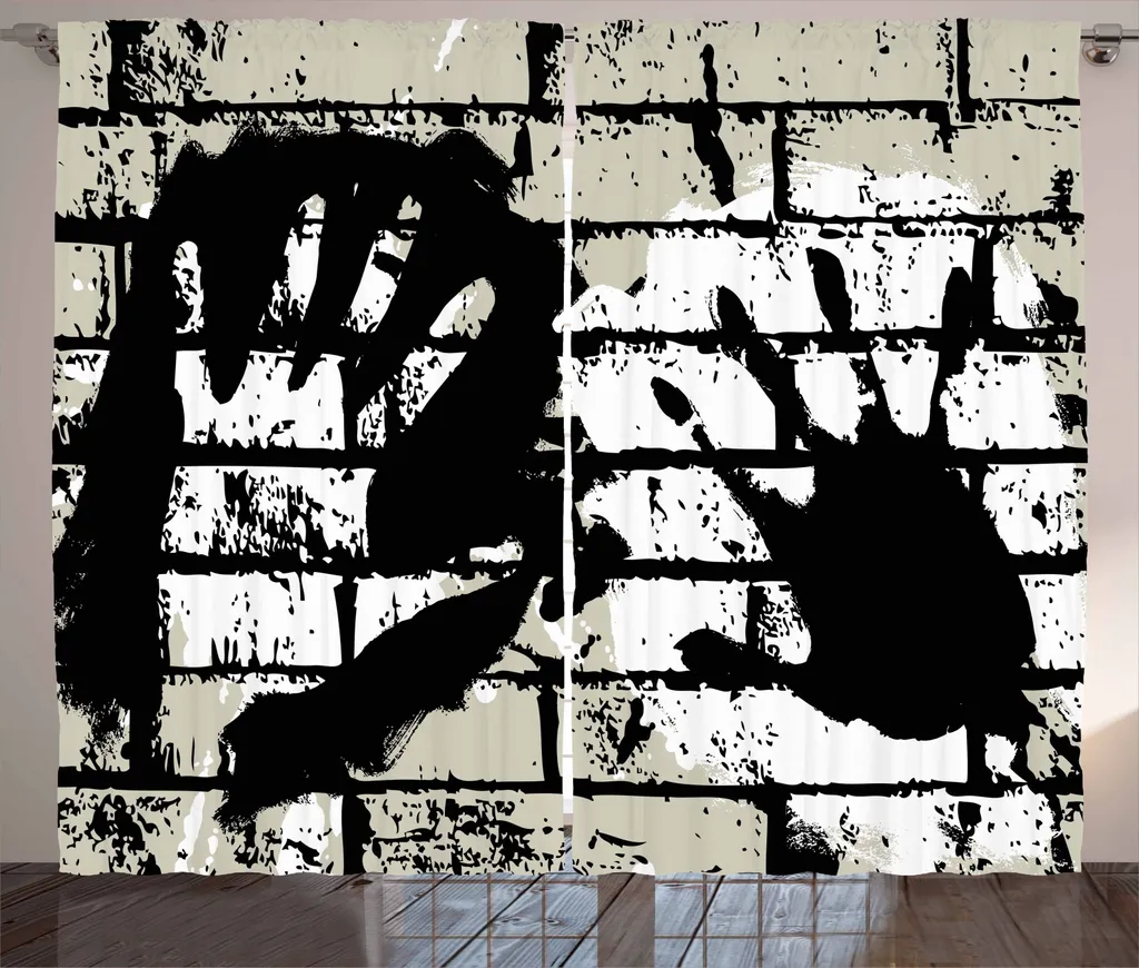 ABAKUHAUS Tenda Soggiorno Stile Graffiti - Bianco Nero 280x245 cm