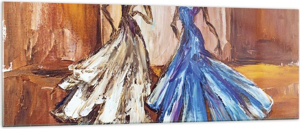 Bilder auf glas - Einteilig - Frauen Kleider Öl - 140x50cm - Glasbilder - Wandbilder - Bilder - zum Aufhängen bereit - Wanddekoration aus Glas - ...