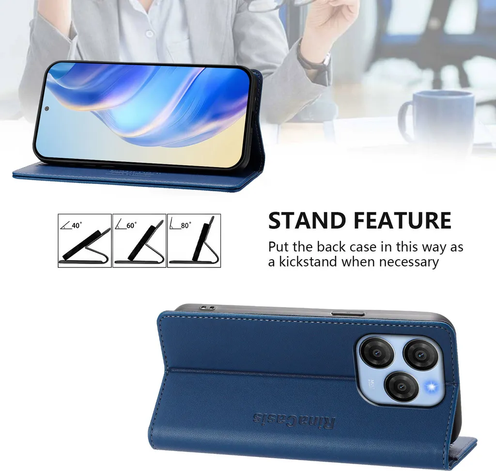 SEAHAI Custodia Folio In Pelle Per Blackview Shark 8 – Portafoglio Con Slot Carte, Chiusura Magnetica, Stand, Blu