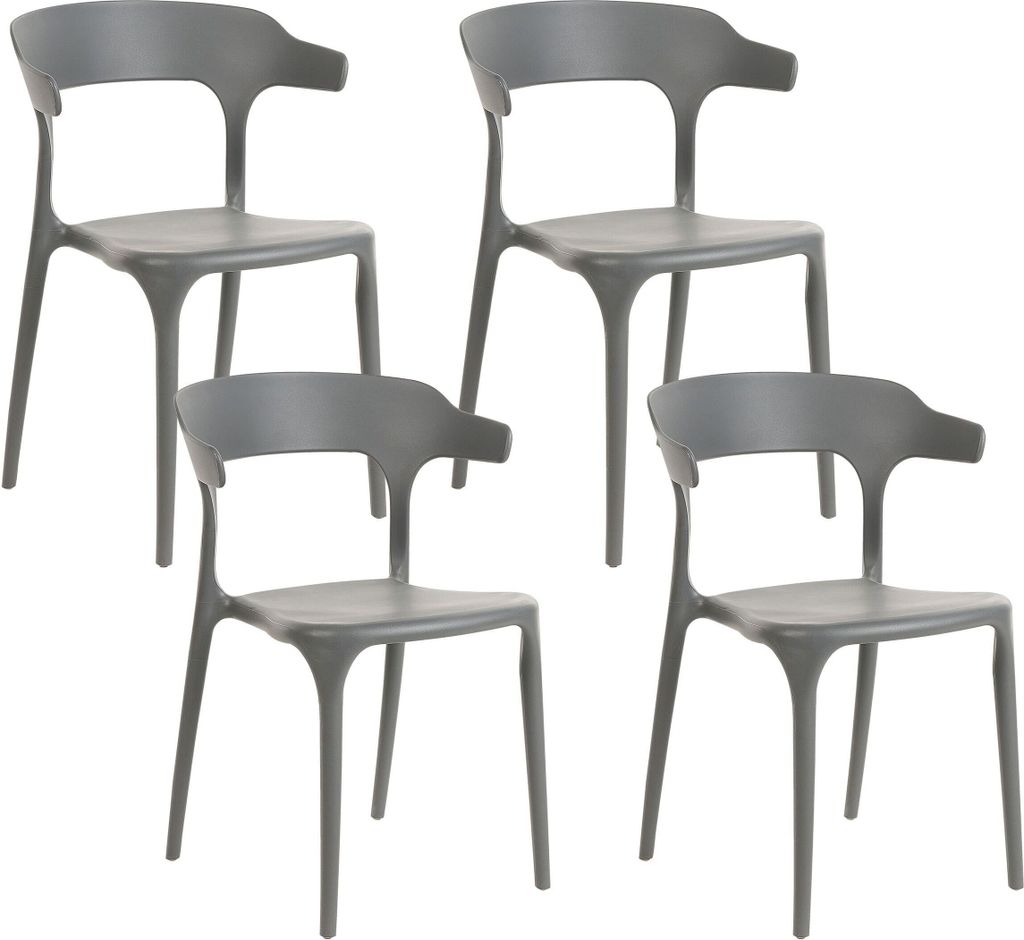 BELIANI Esszimmerstuhl 4er Set Grau Kunststoff Stapelbar Skandi Modern für Innen- und Außenbereich Garten Terrasse Balkon Wohnzimmer Esszimmer
