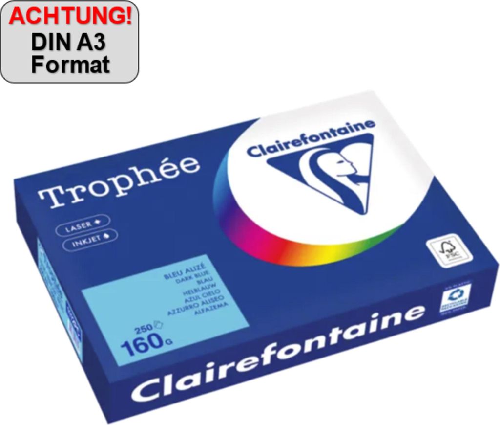 Clairefontaine Kopierpapier 1112PC A3 160g blau 250Bl