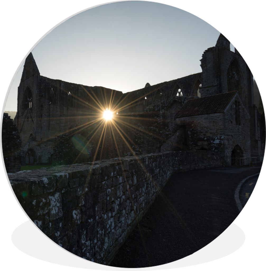MuchoWow Rundes Wandbild - Runde Bilder Sonne durch die Löcher von Tintern Abbey in Wales Ø 90 cm Kreis Wanddekoration Kunststoff - Wandkreis -...
