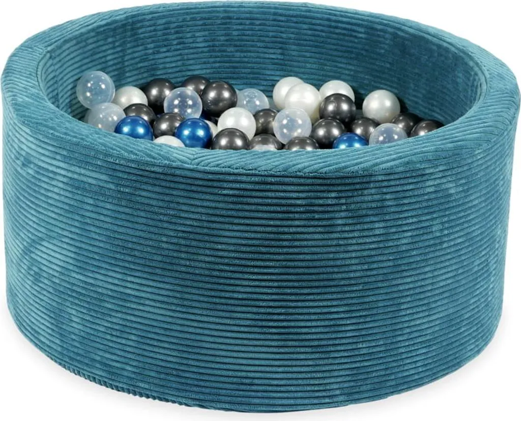 Piscine à balles 90x40 Corduroy bleu avec 300 balles perle et graphite
