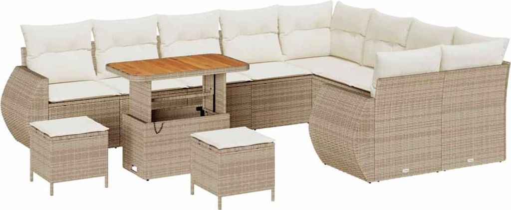 vidaXL Gartensofa-set 12 pcs Beige Poly-Rattan