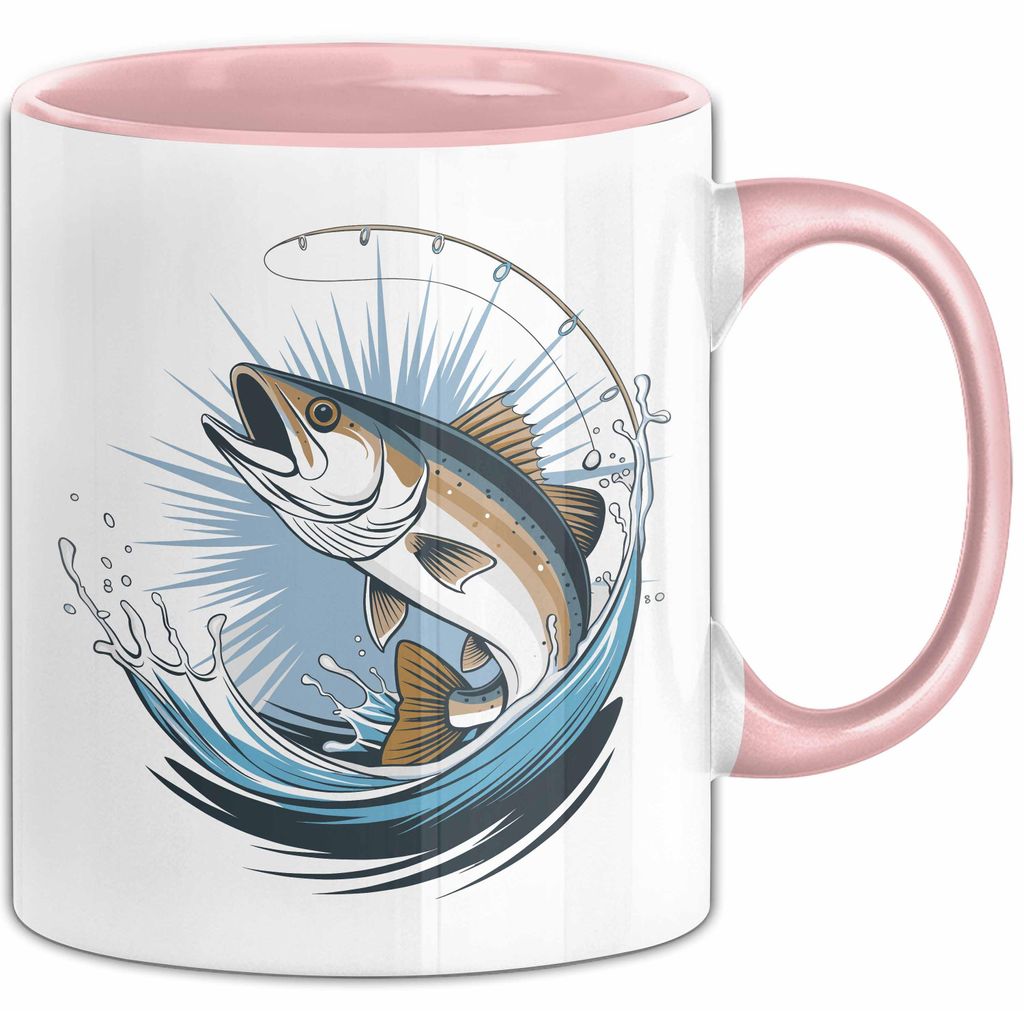 Angler Tasse Geschenkidee für Angelbegeisterte (Rosa)