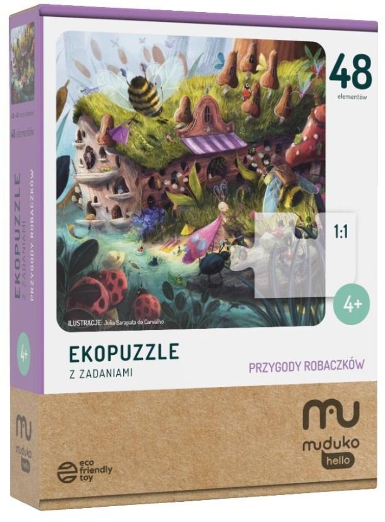 MUDUKO Öko-Puzzle Abenteuer der Würmer 48 Teile 4+