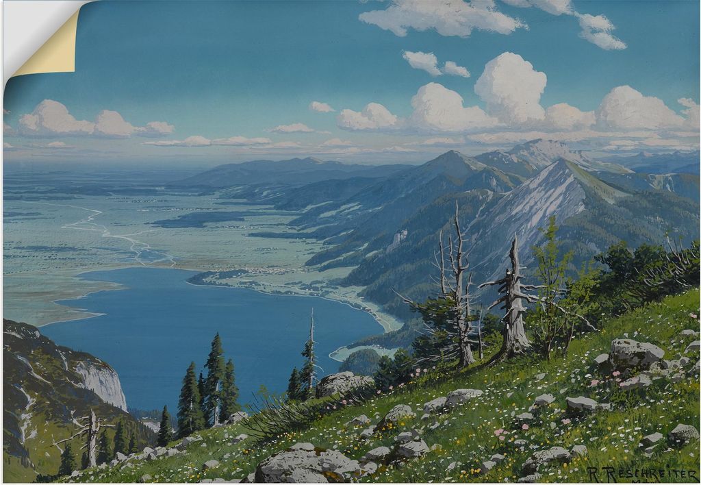 ARTland Wandbild, selbstklebend Der Kochelsee vom Herzogstand. Größe: 130x90 cm