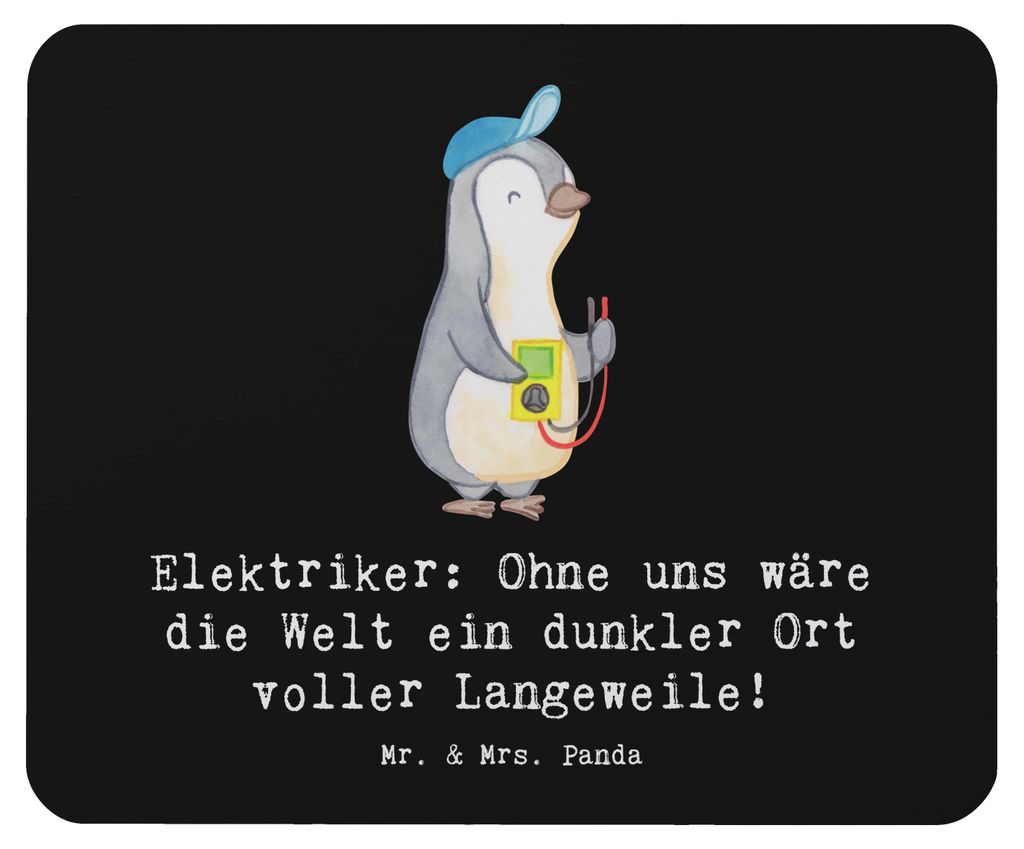 Mr. & Mrs. Panda Mousepad Elektriker Helden - Schwarz - Geschenk, Beruf, Elektrik, Geschenke für Berufstätige, laptop, mauspad pc, computer, Elek...