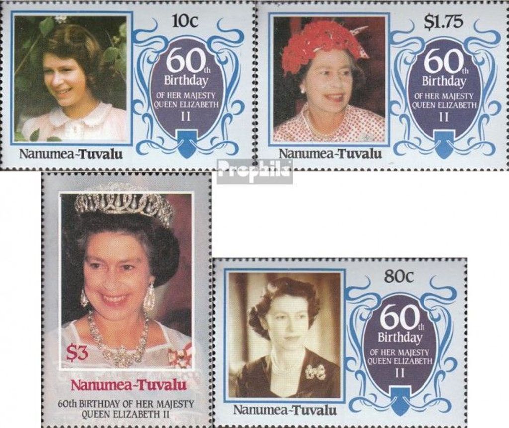 Briefmarken Tuvalu-Nanumea 1986 Mi 67-70 (kompl.Ausg.) postfrisch Geburtstag Königin Elisabeth II.