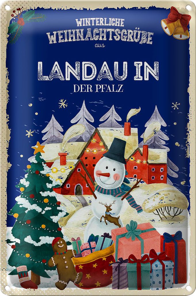 Blechschild Weihnachtsgrüße LANDAU IN DER PFALZ 18x12cm