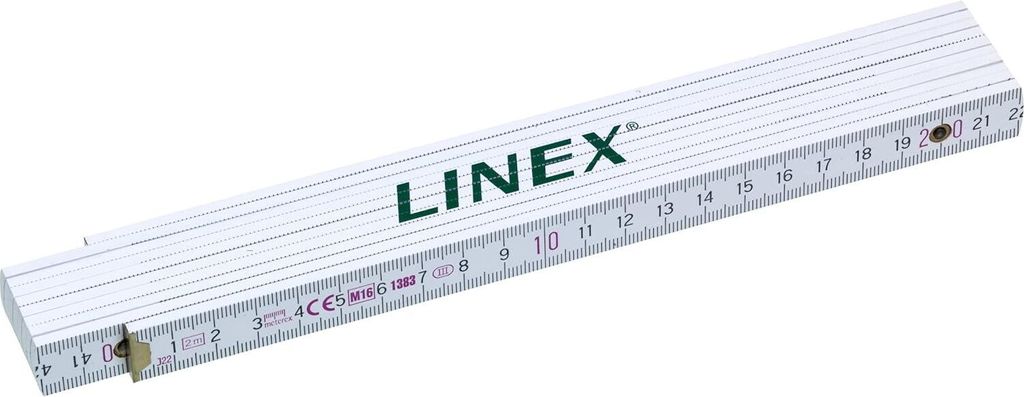 Linex Gliedermaßstab-Zollstock, 2 Meter, metrische Skala, aus Holz, klappbar, 200cm