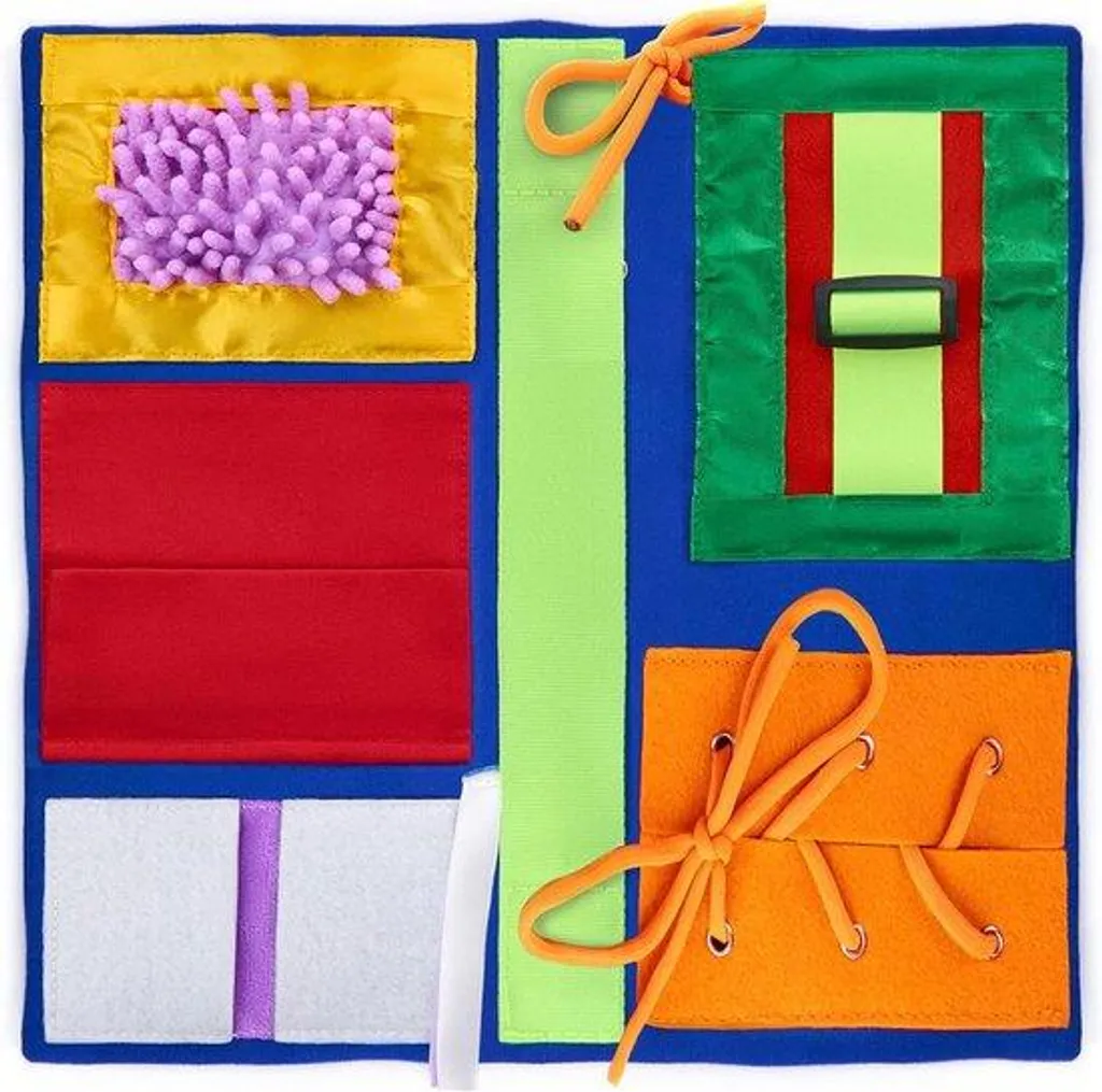 Coussin d'activité tactile Alzheimer - 40cm avec textures relaxantes