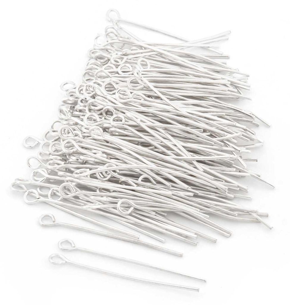 Vintageparts Ösenstifte silberfarben 30 mm, 200 Stück Produktbild 