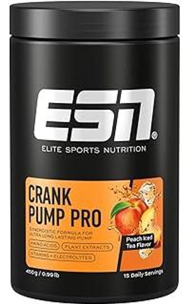 ESN Crank Pump Pro, Peach Iced Tea, 450 g, Pre Workout Booster - Germany