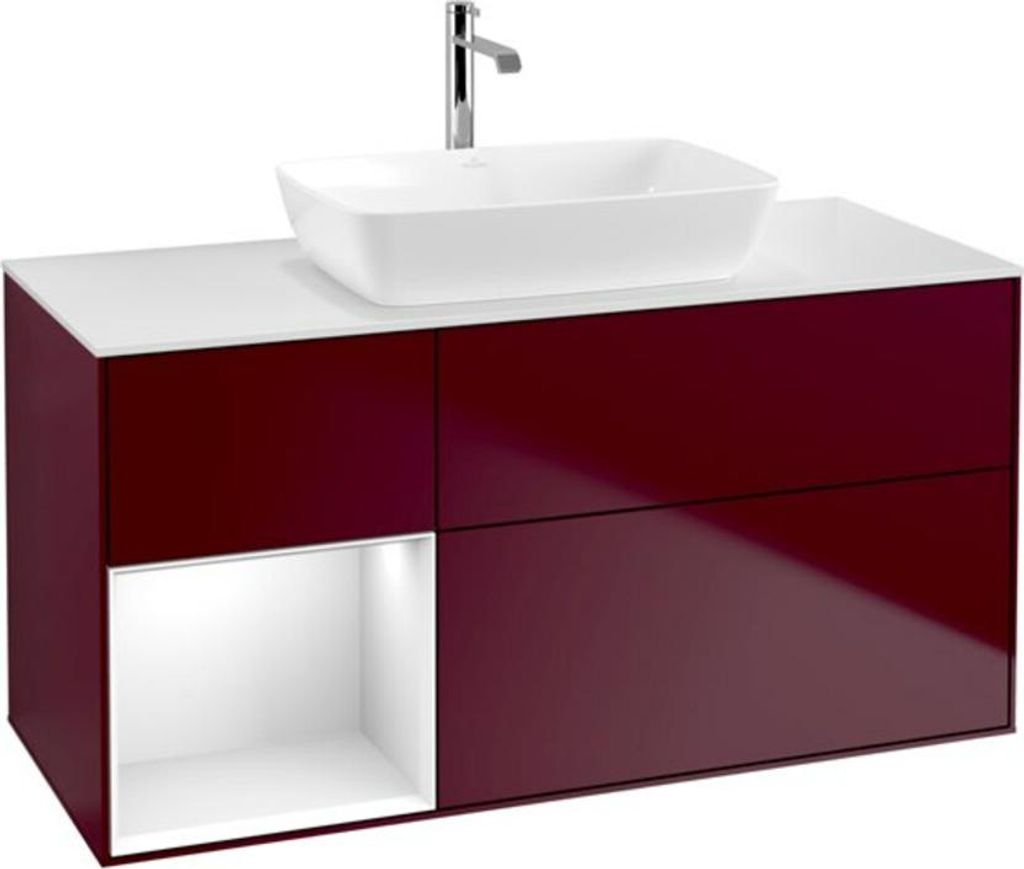 V&B Waschtischunterschrank Finion 120cm, Pl wh. m, Reg glo wh. Lac, Peo m