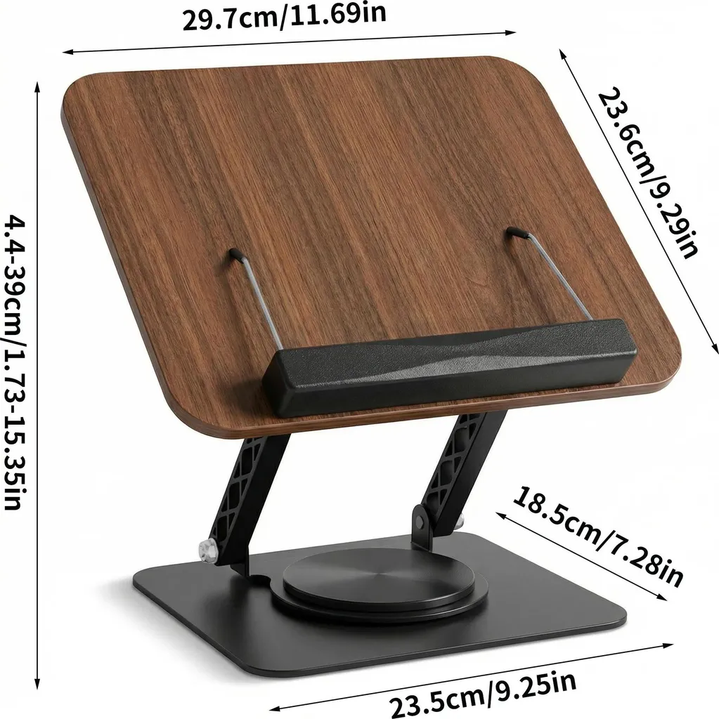 Pupitre de lecture en bois pivotant avec base rotative pour tablette - 6