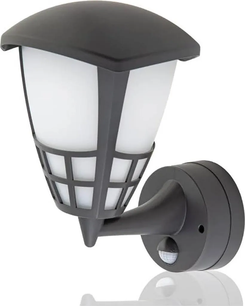 HUBER Applique LED E27, luce da esterno con rilevatore di movimento 140°, IP54, antracite, efficiente dal punto di vista energetico, versatile.