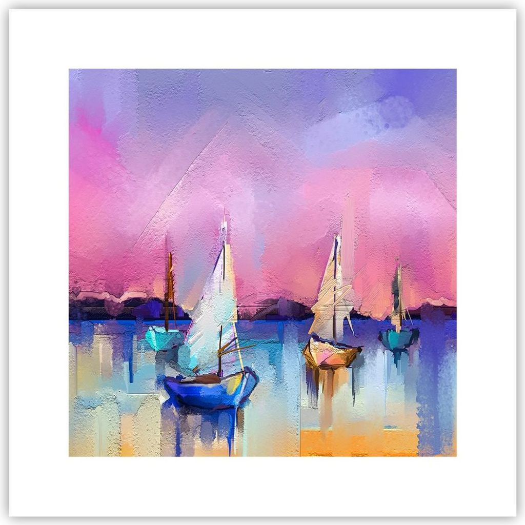 Poster - Poster ohne Rahmen - Segelboot See - 30x30 cm - Wand Bild - Wanddeko - Wandbilder - Kunstposter - Wandposter - Bilder - Kunstdruck - Wandd...