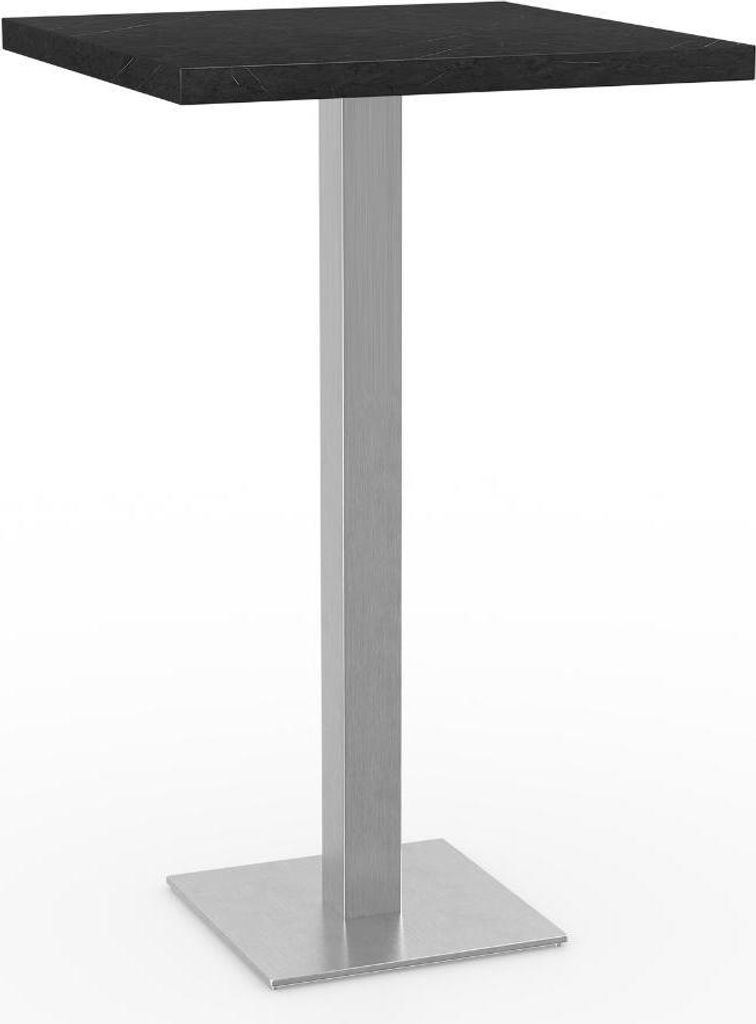 Gastro Stehtisch 70x70 cm | Marmor Dunkel | Edelstahlgestell
