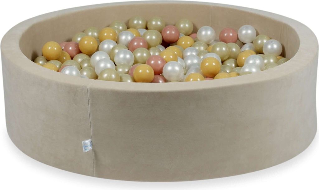 Bällebad 110x30cm Velvet Soft Beige – Mit 400 Bällen / Hellgold, Perlmutt, Beige, Roségold