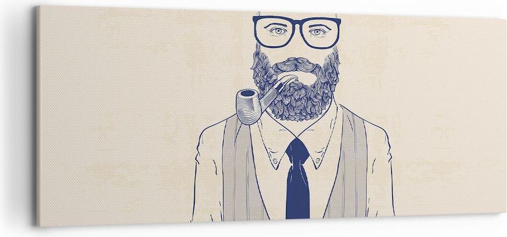 Bild auf Leinwand - Leinwandbild - Mann Pfeife - 120x50cm - Wand Bild - Wanddeko - Wandbilder - Leinwanddruck - Bilder - Kunstdruck - Wanddekoratio...