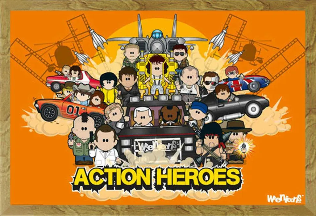 Weenicons Poster Action Heroes con Cornice Shinsuke Shinsuke® Maxi Rovere