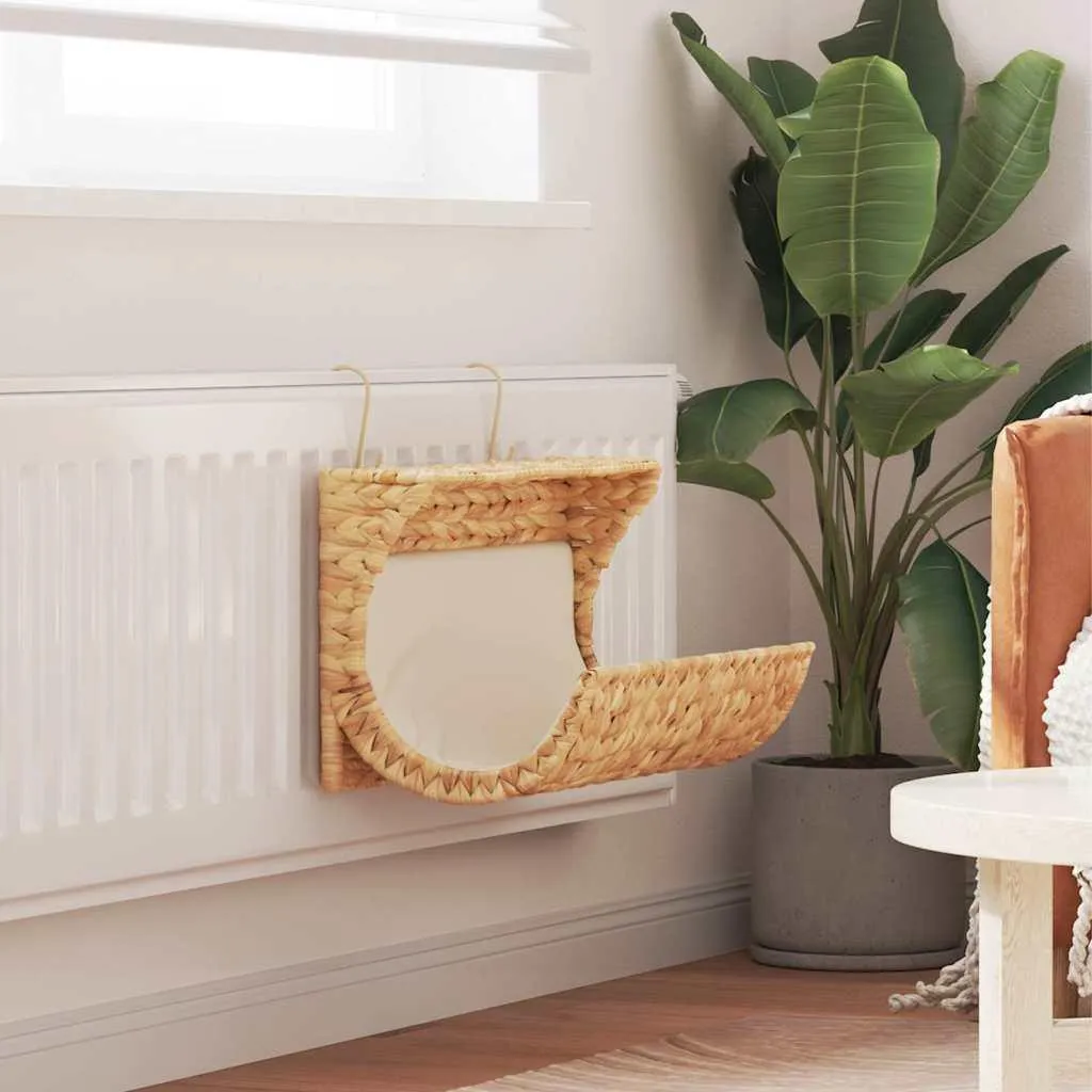 Couchage Chat Compact pour Salon, Corbeille Naturelle 37cm avec Coussin