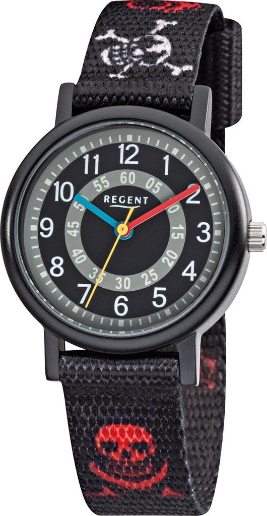 Regent F950 Aluminium Kinderuhr Textilarmband Pirat