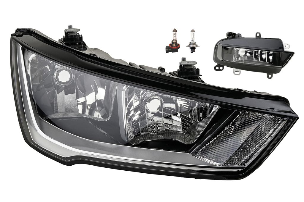 Johns, Scheinwerfer Halogen passend für Audi A1 8X H7 H15 Rech. 15- +Nebel+Leuchtmittel 8XA941004 8XA941700