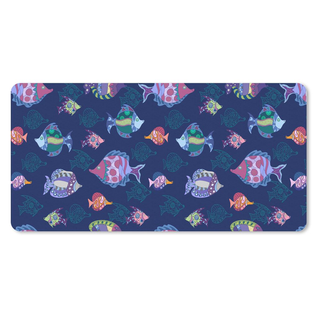 MuchoWow Mauspad Mousepad Fische - Muster - Aquarium - Regenbogen - Kind 60x30 cm - Mousepads - Maus Mat - Pad - Mausunterlage - Nachhaltig