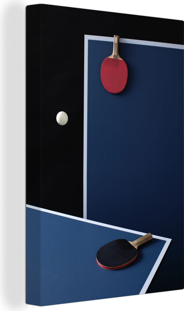 OneMillionCanvasses - Leinwandbilder - 90x140 cm, Tischtennisplatten und ein Ball in der Luft, Wandbilder Kunstdruck Wanddekoration - Foto auf Le...
