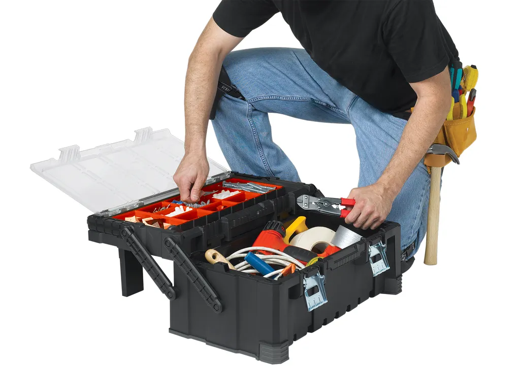 Mallette outils Cantilever Keter 22 avec couvercle transparent robuste - 29