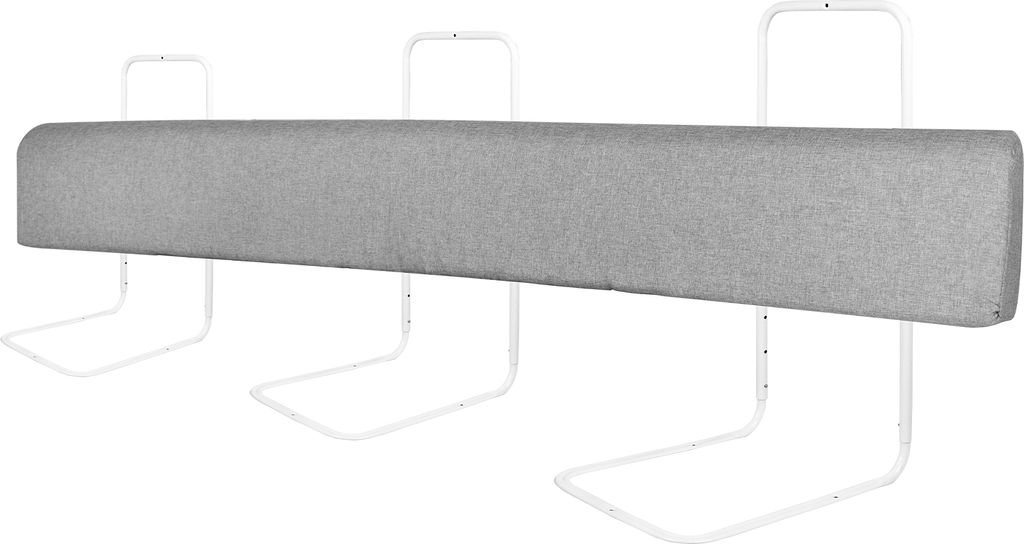 Sessamen-LP Bettgitter Bettschutzgitter 200cm Bettkantenschutz Bettgitter Höhenverstellbar Sicherheitsgeländer Bettumrandung, Leinengrau