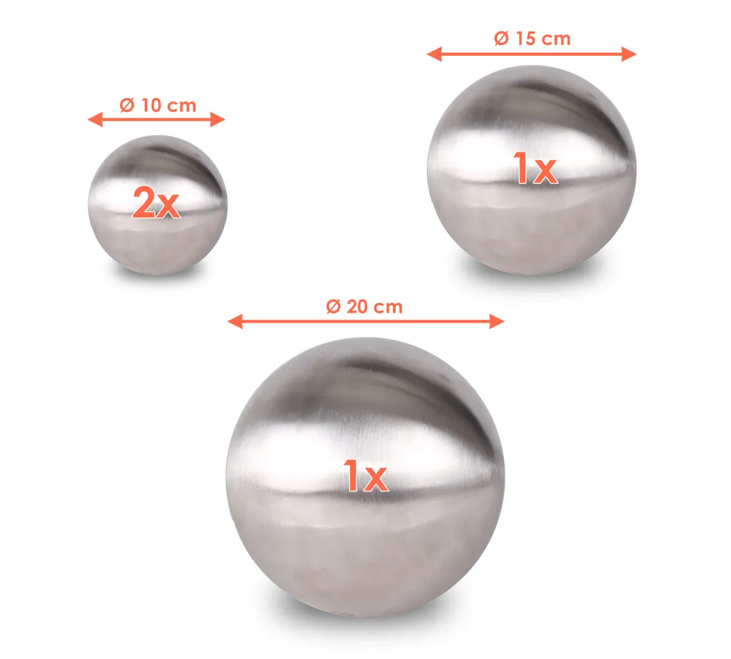 Sphères inox 3.07 brossé mat : déco incassable et sans traces de doigts