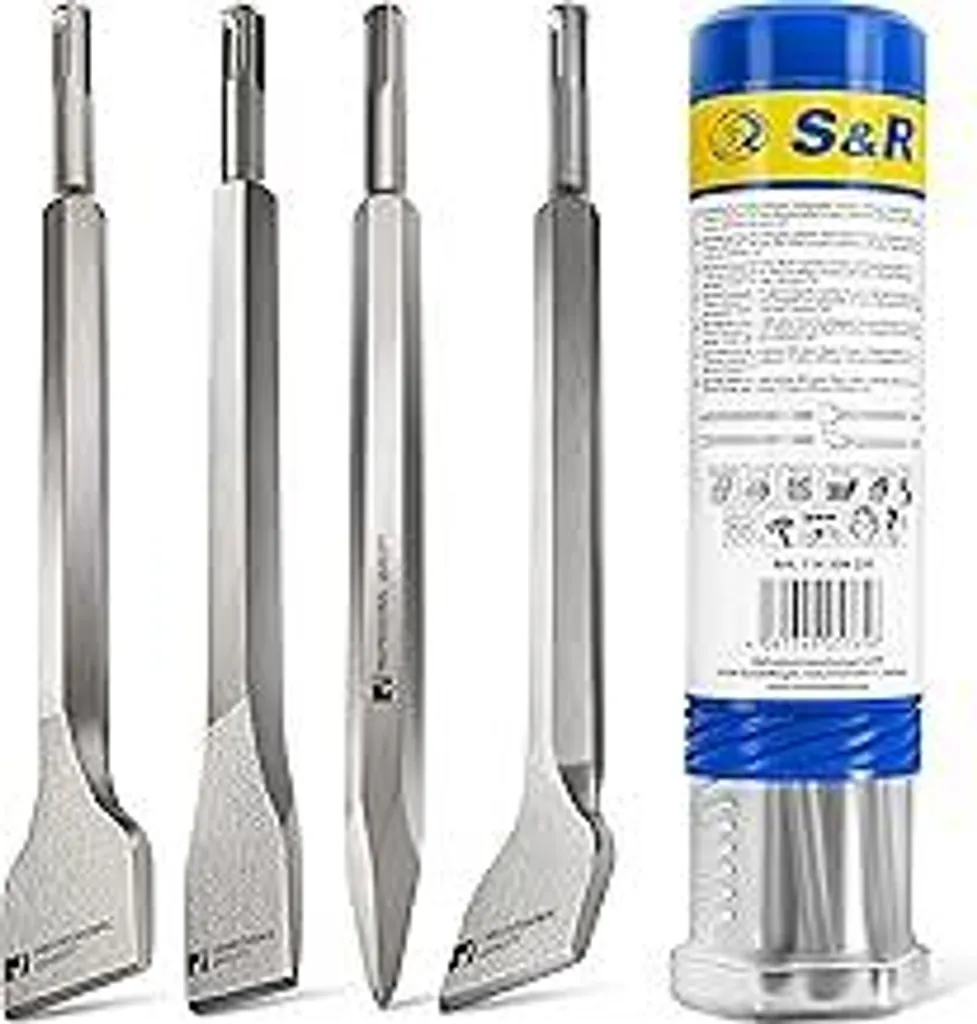S&R Set Scalpelli SDS-plus 4 Pezzi - Acciaio Speciale per Edilizia