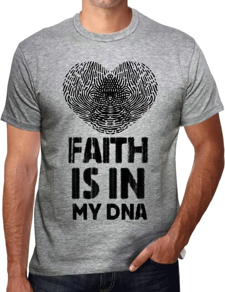 Herren Grafik T-Shirt Der Glaube ist in meiner DNA – Faith Is In My Dna – Öko-Verantwortlich Vintage Jahrgang Kurzarm Lustige Druck Geburtstag