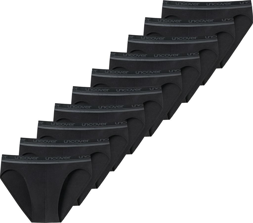 UNCOVER by SCHIESSER Herren Slips, 10er Pack - Rio-Slip, Single Jersey, einfarbig Schwarz 3XL