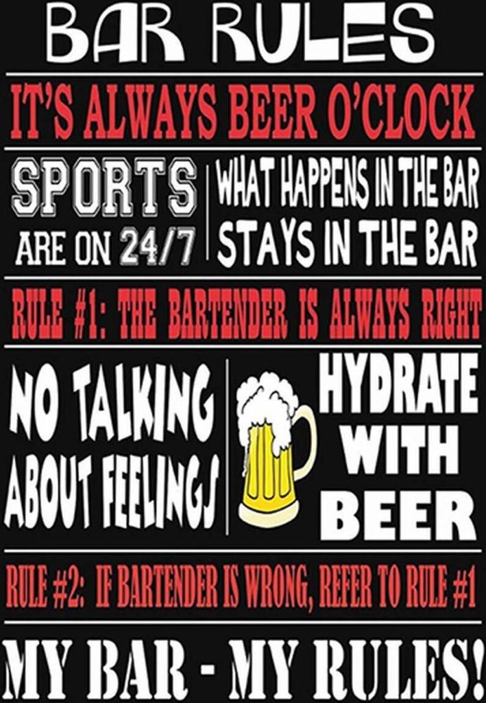 vianmo Holzschild 30x20 cm Bar rules Bier my bar my rules Produktbild 