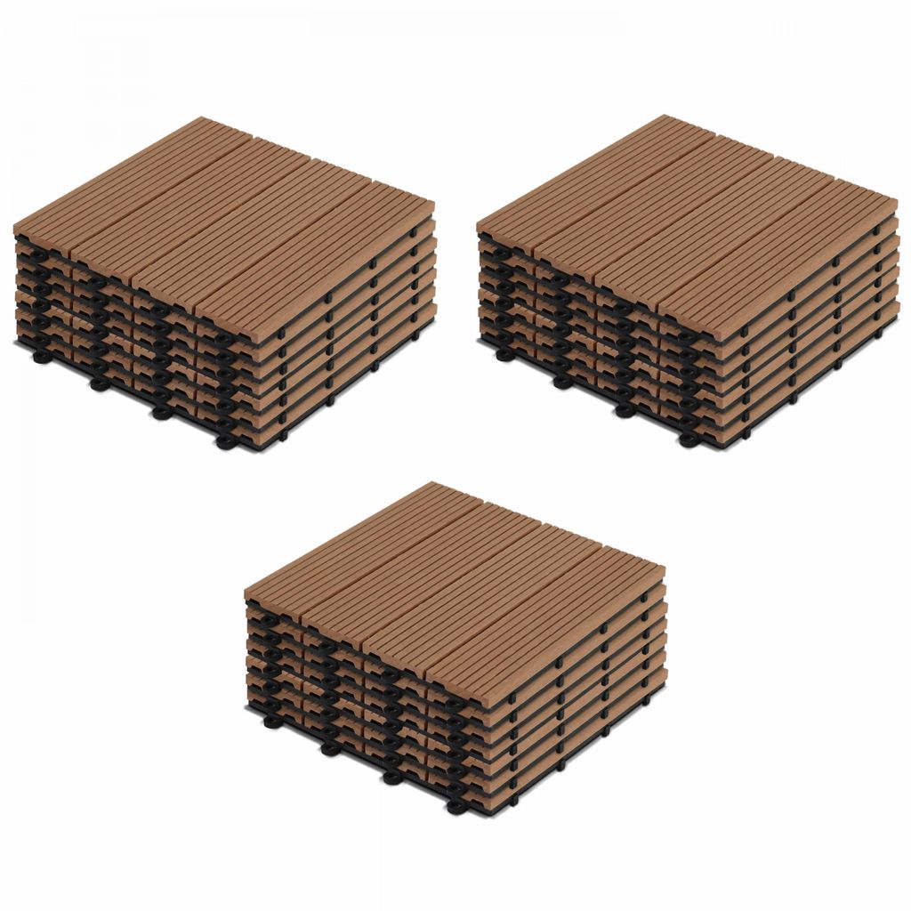 24 klickbare Terrassenplatten aus Verbundholz Braun - Oviala Padang