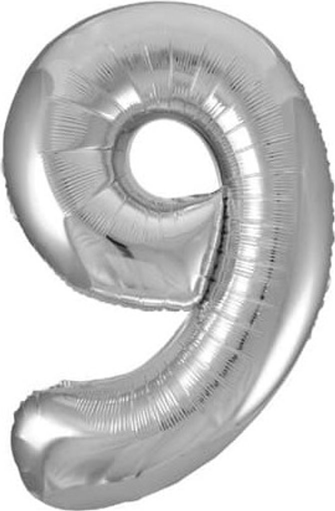 Minifolienballon Zahl 9 silber - ca. 40 cm