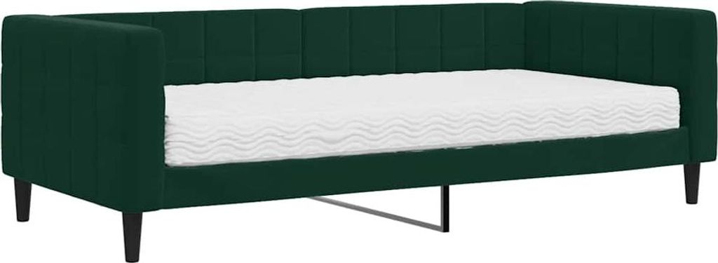 vidaXL Tagesbett mit Matratze Dunkelgrün 90x200 cm Samt
