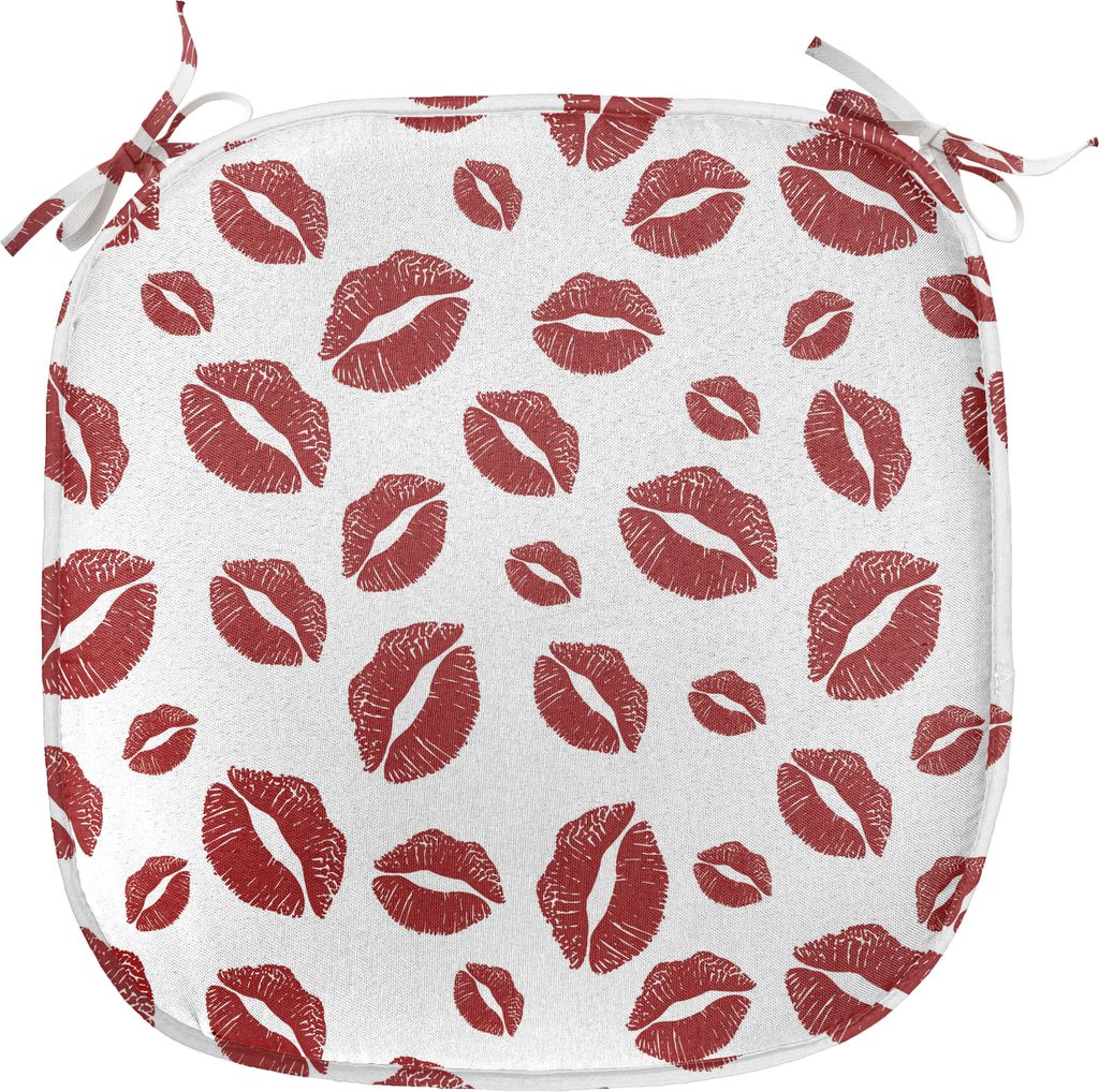 ABAKUHAUS Kuss Polster für Esszimmerstühle, Pop-Art-Lippenstift-Fleck, Dekoratives wasserfestes Kissen mit Riemen für Küchensitze, 40 cm x 40 c...