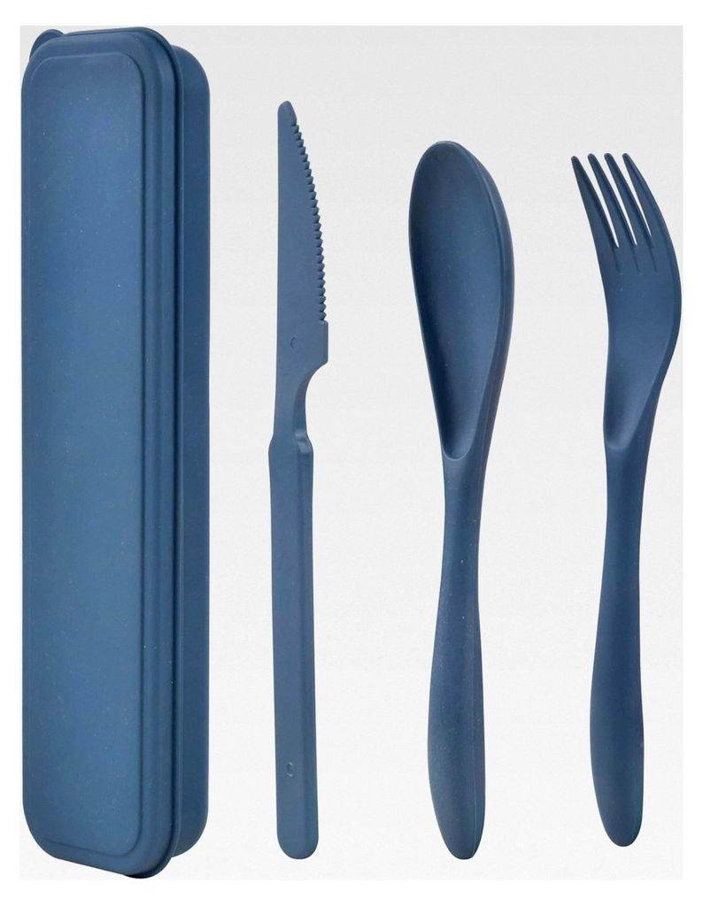 Mehrweg Besteckset aus Kunststoff, 1 Set Reisebesteck mit Etui, Campingbesteck, tragbare Utensilien für Lunchbox, Schule, Picknick, Reisen, Campin...