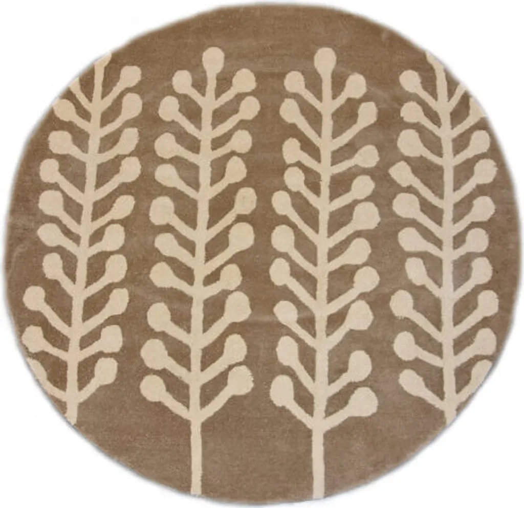 Tapis Herbs beige rond 200 cm - Parfait pour le salon ou la chambre chic