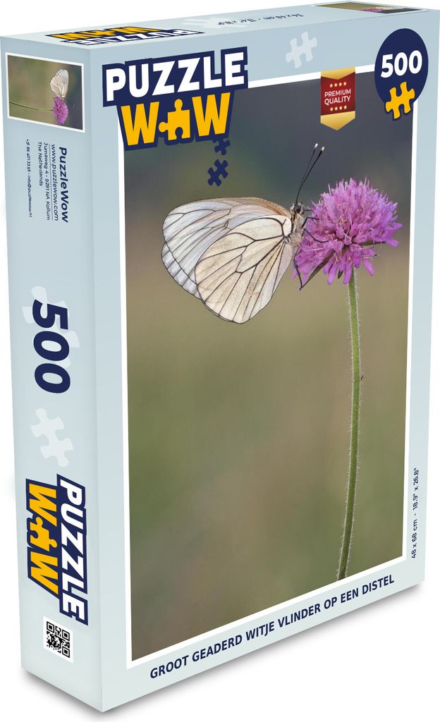 MuchoWow Puzzle 500 Teile Schwarzgeäderter weißer Schmetterling auf einer Distel - Denken - Spiel - Toy