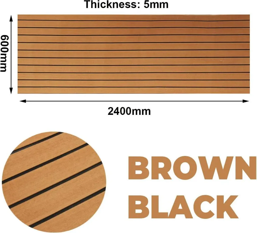 Tapis de sol bateau en mousse EVA marron et noir 2400x600 antidérapant